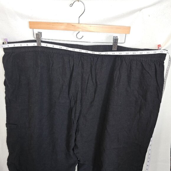 Susan Graver Pure Linen Blend Pants Black 4X Luxury Soft Linen Plus Size QVC - Picture 6 of 14